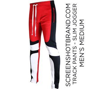 Screenshot Brand pull on pants/joggers track, men's medium, Red, Black, white